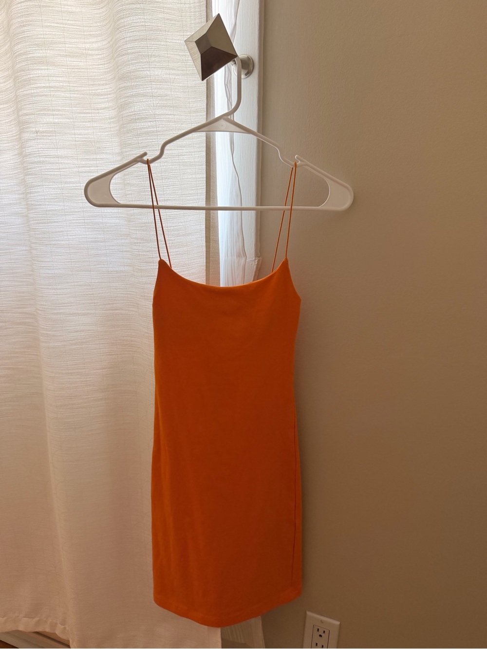 ZARA - Bright Orange Spaghetti-Strap Mini Dress